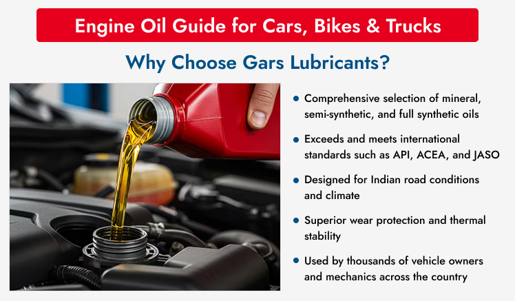 Home Gars Lubricants Recommended Engine Oil Guide for Cars, Bikes & Trucks
